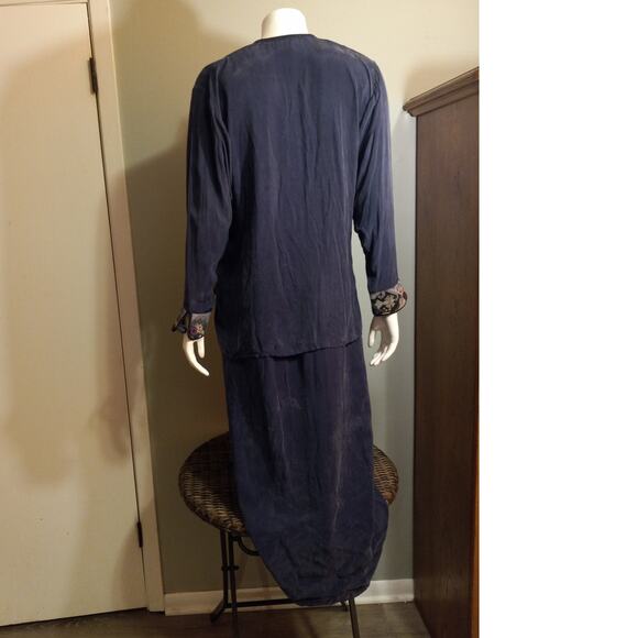 Vntg 80s 90s Papike Wear 2 Pc Set Aztec Southwestern Jacket Duster Maxi Skirt S - Picture 5 of 14